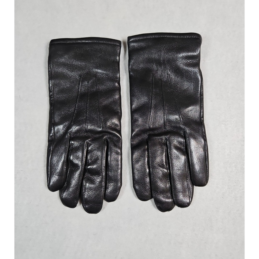 Wilsons Leather Womens Black Leather Cashmere Lined Gloves Size Large - Vintage